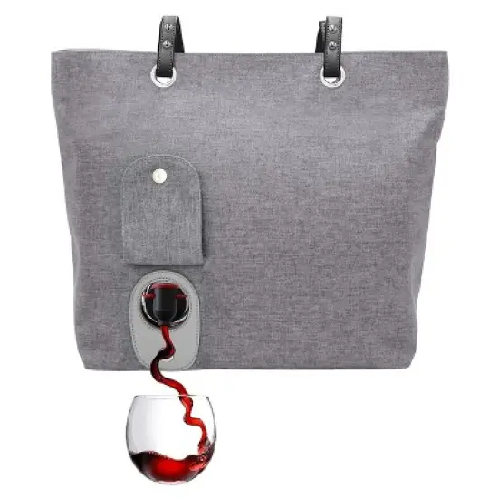 PortoVino City Vegan Leather Tote Bag that Holds and Pours 2 bottles of Wine image {10}