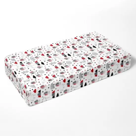 Bacati - Lumberjack Red Black Gray 4 pc Crib Bedding Set with Diaper Caddy image {4}