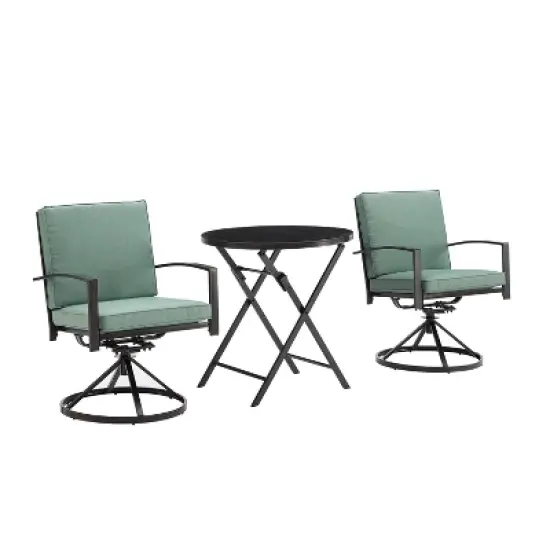3pc Kaplan Outdoor Steel Bistro Set Mist/Bronze - Crosley image {3}