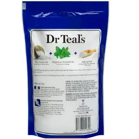 Dr. Teals - Epsom Salt, Foot Soak, Revitalize & refresh with Cooling Peppermint, 2 Lbs image {1}