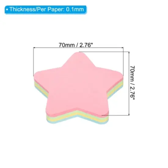 Unique Bargains Star Shape Bright Colorful Sticky Notes 100 Sheets/Pad image {1}