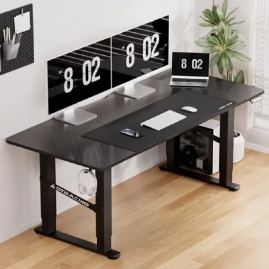 GTRACING Electric Standing Desk, Adjustable Height Dual Motor Lift Desk, Home Office Gaming Desk Black image {1}