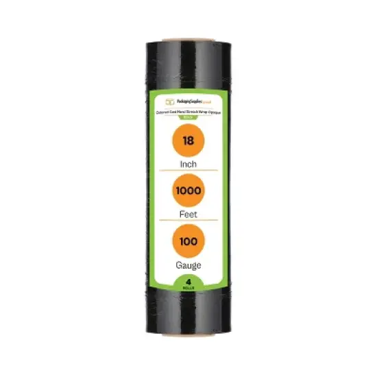 PSBM 4 Rolls 18"x1000' Cast Packing Stretch Film Shrink Hand Wrap (100 Ga) Dark Black image {2}