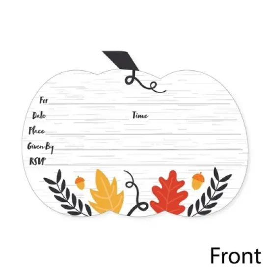 Big Dot of Happiness Fall Pumpkin - Shaped Fill-In Invitations - Halloween or Thanksgiving Party Invitation Cards with Envelopes - Set of 12 image {2}