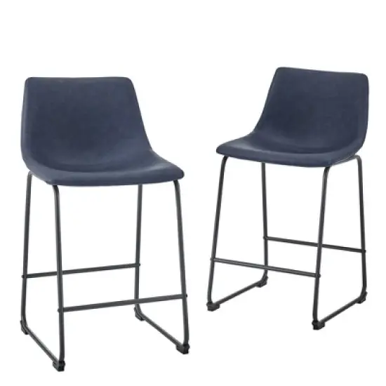 Set of 2 Laslo Modern Upholstered Faux Leather Counter Height Barstools - Saracina Home image {10}