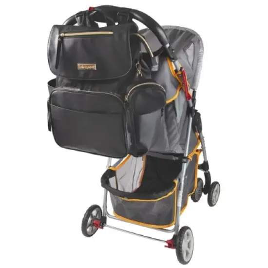 Baby Essentials Vegan Leather Diaper Bag - Black image {10}