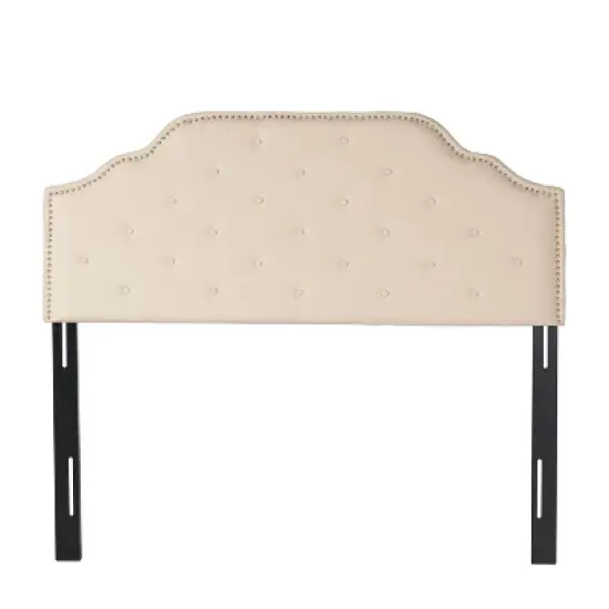 Contemporary Upholstered Headboard with Button Tufted Diamond Stitch & Nailhead Accents, Queen/Full Size Headboard -Christopher Knight Home image {1}