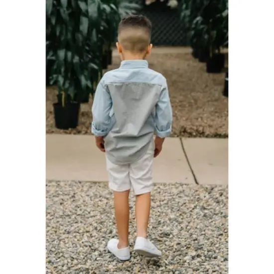 Hope & Henry Boys' Organic Cotton Long Sleeve Seersucker Button Down Shirt, Infant image {6}