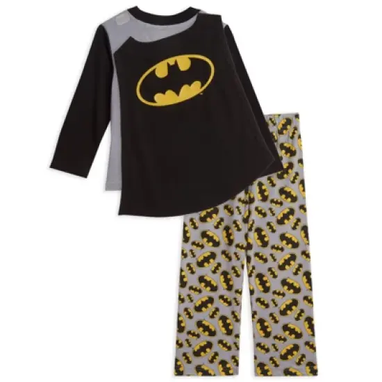 DC Comics Justice League Superman Batman Pajama Shirt and Pants Detachable Cape Sleep Set Little Kid to Big Kid image {4}