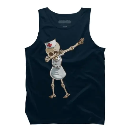 Men's Design By Humans Halloween Dabbing Funny Skeleton Nurse RN Costume Gift By COVI Tank Top image {6}