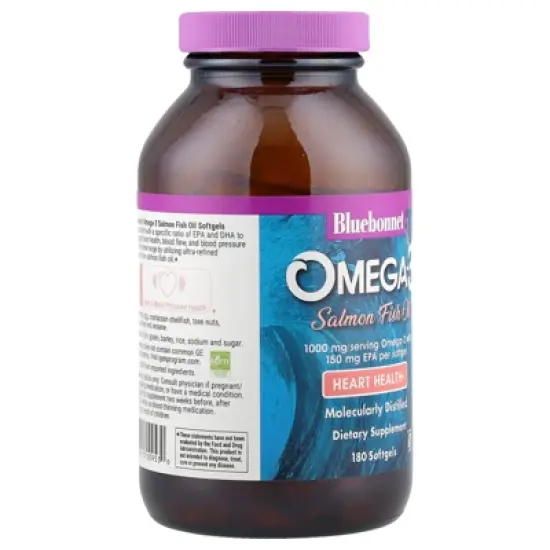 Bluebonnet Nutrition Omega-3 Salmon Fish Oil, 1,000 mg, 180 Softgels image {3}
