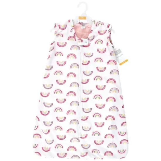 Hudson Baby Infant Girl Plush Faux Fur Sleeping Bag, Wearable Blanket, Modern Rainbow image {1}