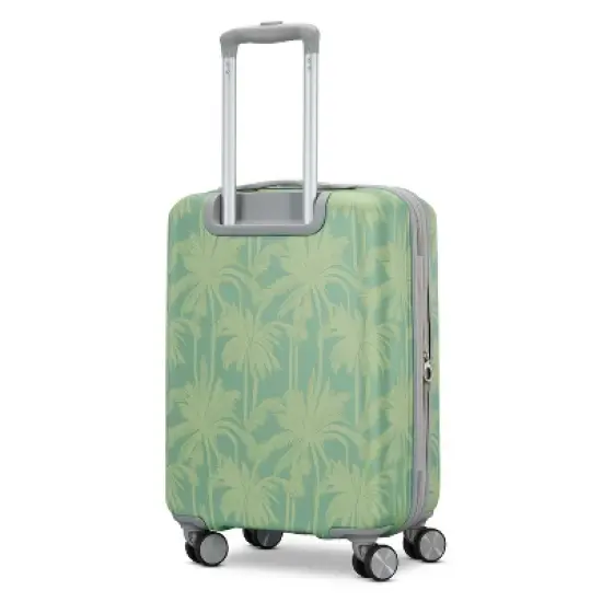 American Tourister Modern Hardside Carry On Spinner Suitcase - Green Palms: Botanical ABS Shell image {3}