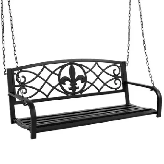 Best Choice Products 2-Person Metal Outdoor Porch Swing, Hanging Patio Bench w/ Weather-Resistant Steel image {7}