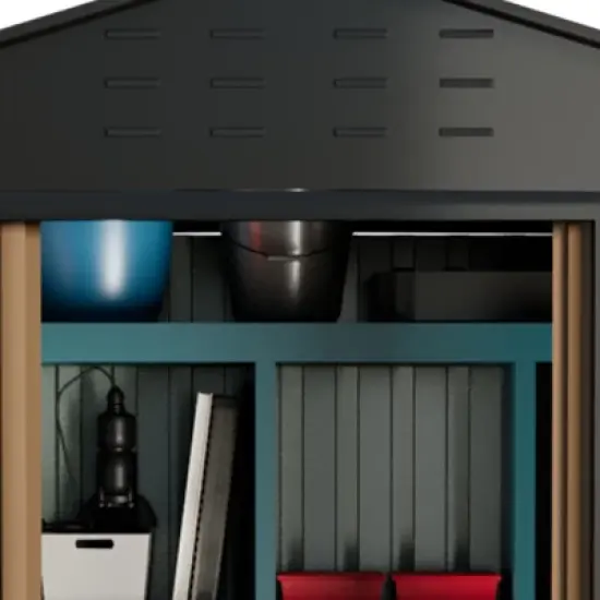 Metal Garden Shed ，Shed Outdoor Storage Shed with Sloping Roof and Vents, Slooping Roof Tool Shed for Backyard, Patio, Garden Yard，6 X 4 FT image {6}