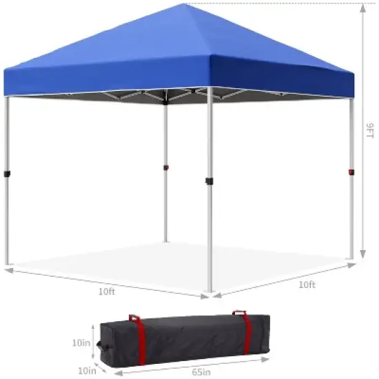 GustoWave Portable Outdoor 10x10 Ft Pop Up Canopy Tent, Waterproof and UV Protection image {1}
