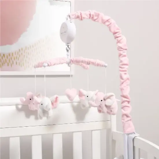 The Peanutshell Pink Elephant Musical Baby Crib Mobile for Girls image {4}