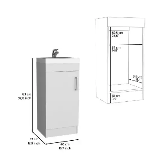 Depot E-Shop Bathroom Vanity, Single Door Cabinet image {6}