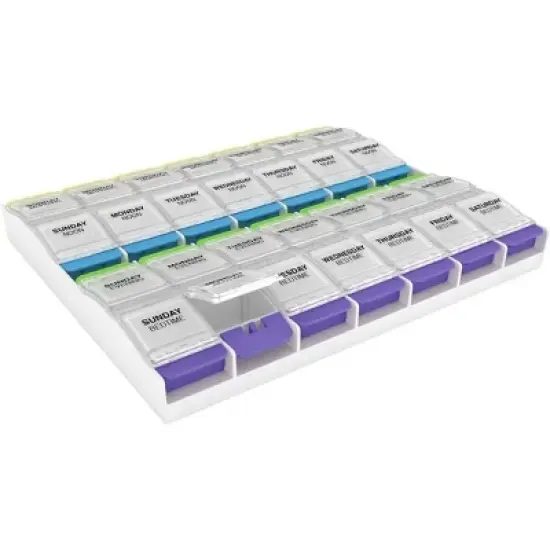 Ezy Dose Weekly (4x/day) Push Button Pill Organizer (3XL) image {6}