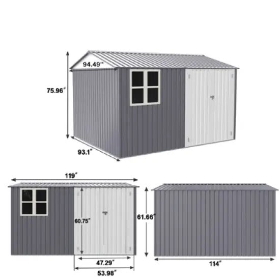 Syemin Deck Boxes,Yard Equipment Sanctuary, Contemporary Charcoal Shed,A Smart Solution for Garden Storage,Gray,119"*93.1"*75.96" image {3}