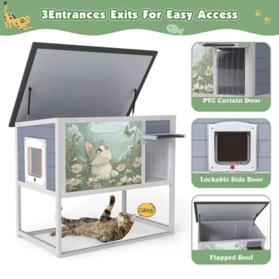 Wood  Outdoor Cat House image {4}