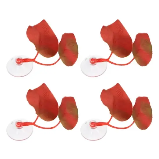 Unique Bargains Betta Fish Leaf Pad Hammock Plants for Fish Tank Red 2.56"x1.77" image {7}