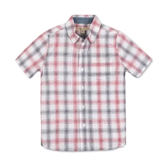 Hope & Henry Boys' Short Sleeve Linen Shirt with Side Vent, Kids image {8}