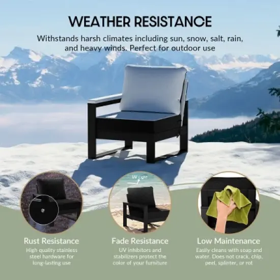 WestinTrends Montara Outdoor HDPE All-Weather Modern Patio Loveseat with Waterproof Cushions image {5}