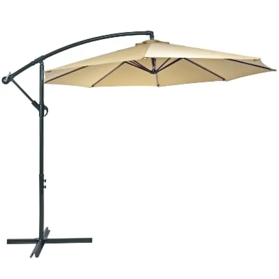 Sunnydaze Outdoor Steel Offset Cantilever Patio Umbrella with Round Base Set - 10' image {6}