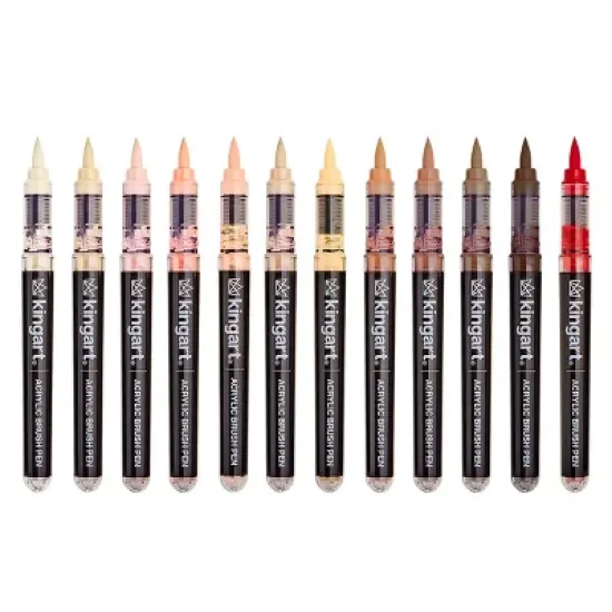 KINGART PRO Acrylic Paint Brush Pens 12 Portrait Colors image {7}
