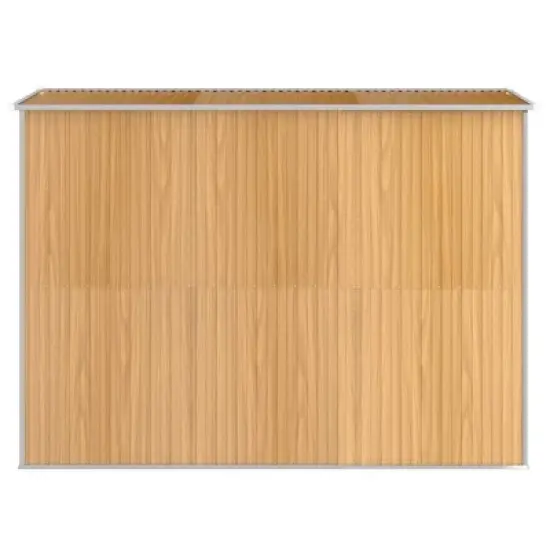 vidaXL Garden Shed Light brown Galvanized steel 75.6 x 108.0 x 87.8 in - 75.6" x 107.9" x 87.8" image {4}