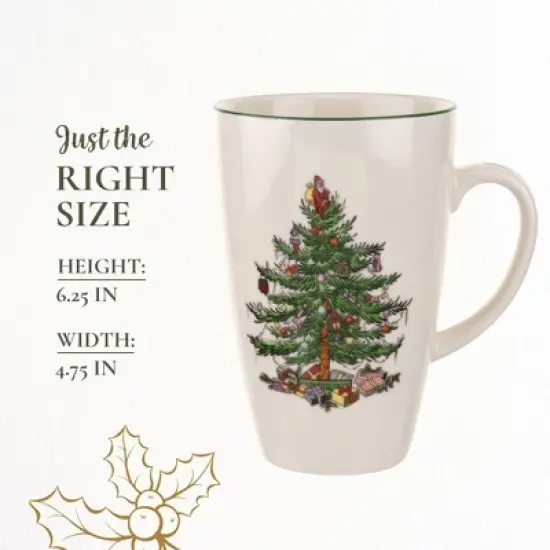 Spode Christmas Tree Latte Mug - 22 Oz Holiday Coffee Cup for Tea, Hot Cocoa, and More - Dishwasher & Microwave Safe Fine Earthenware Mug image {6}