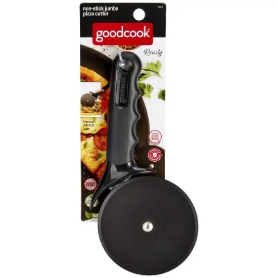 GoodCook Ready Non-Stick Jumbo Pizza Cutter: Black Pizza Slicer & Roller, Dishwasher-Safe, Plastic Handle image {3}