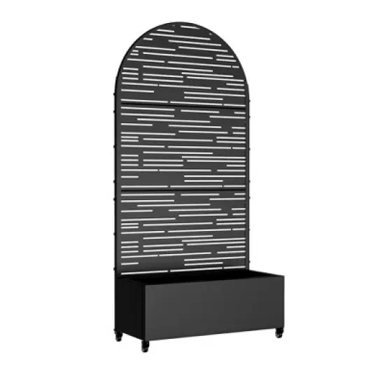 PexFix 72" x 35" Tall Wrought Iron Garden Arched Trellis with Planter Box Black Outdoor Plant Support for Climbing Flowers Vines Patio Yard Decor image {8}