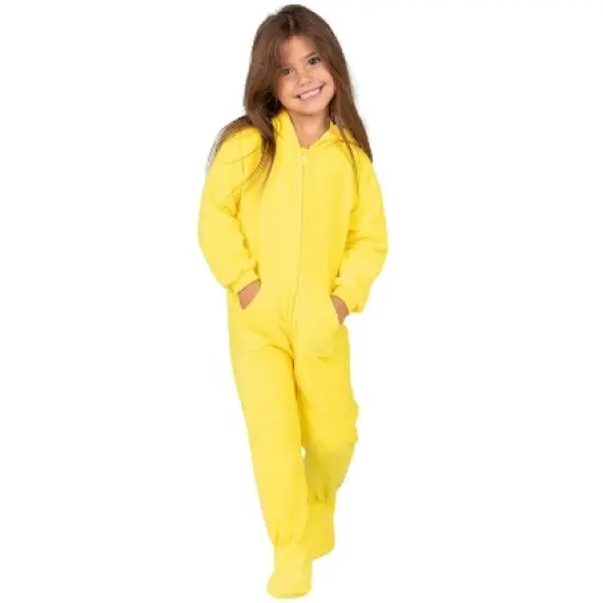 Footed Pajamas - Lemon Yellow Toddler Hoodie Fleece Onesie image {1}