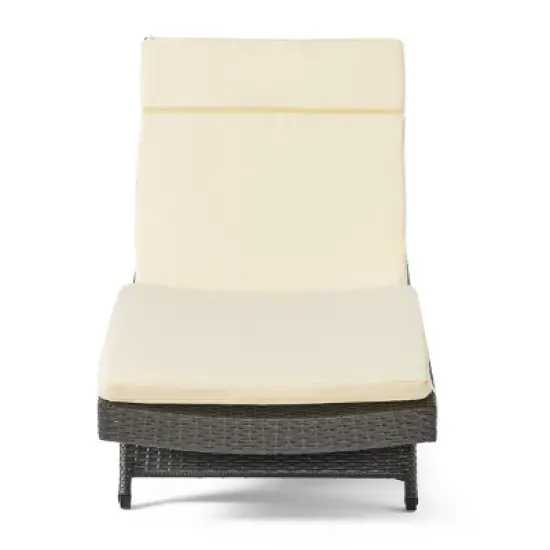 Christopher Knight Home Salem Outdoor Wicker Armless Adjustable Chaise Lounge with Cushion image {5}