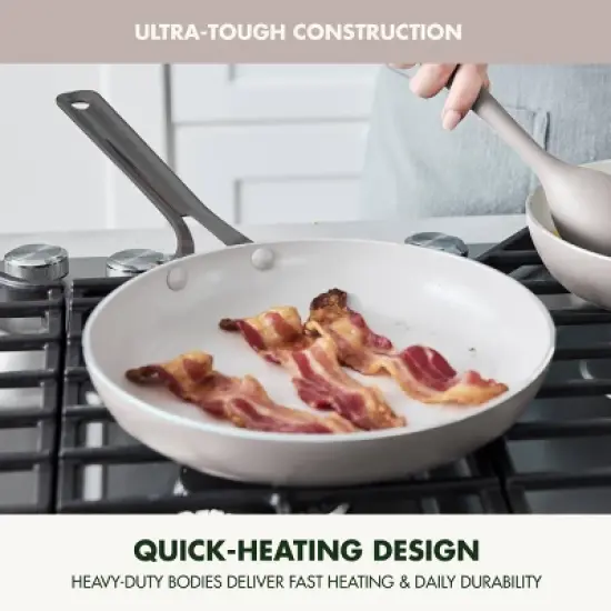 GreenPan Nova 7pc Ceramic Nonstick Aluminum Cookware Set Cloud Gray with Black Stainless Steel Handles image {3}