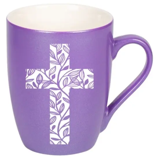 Elanze Designs Cross Leaf Passion Purple 10 ounce New Bone China Coffee Cup Mug image {1}