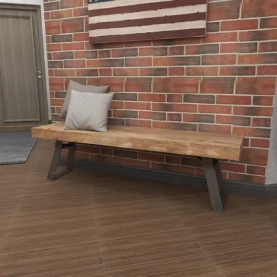 Natural Solid Wood Bench Light Brown - Olivia & May image {12}