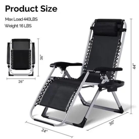 Karl Home Patio Folding Zero Gravity Chair With Blue Cushion image {1}