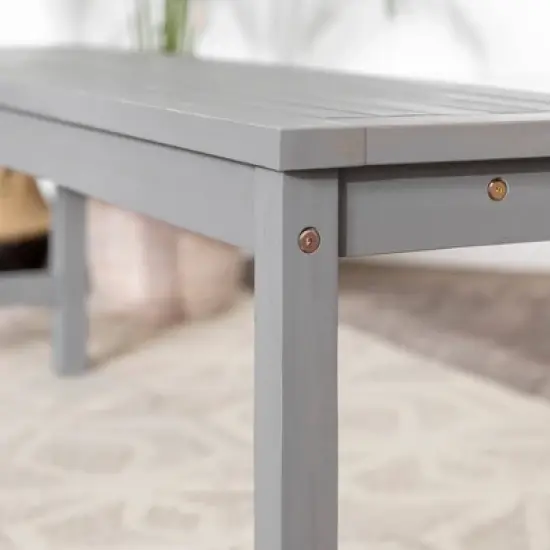 Ravenscroft Modern Boho Acacia Wood Slat Top Outdoor Dining Bench - Gray Wash - Saracina Home image {7}