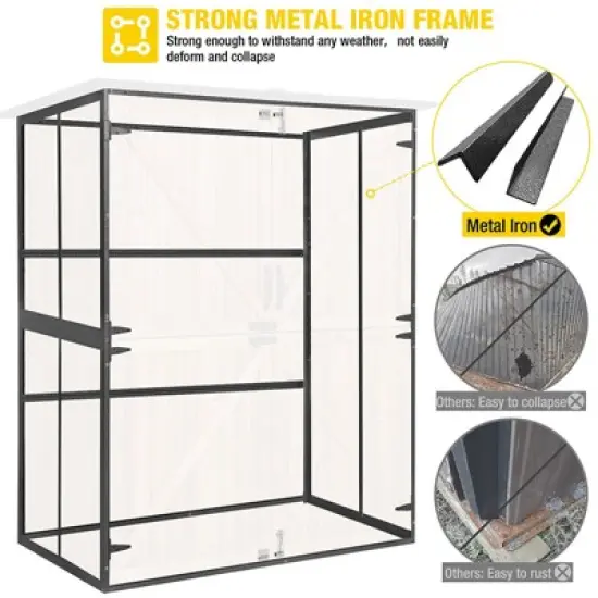 Aivituvin Wooden Garden Shed with Metal Frame | Adjustable Shelf for Outdoor Storage-AIR98/99 image {4}