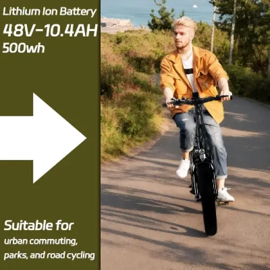 Electric Bike for Adults,20" x 4.0 Fat Tire Folding Ebike,500W 48V Removable Battery and 7-Speed Gears Ideal for Commuting image {1}