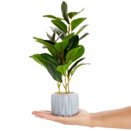 Juvale Artificial Plants in Pot, Fake Faux Plants with Gray Cement Planter, 3.1 x 3.1 x 11.8 in image {3}