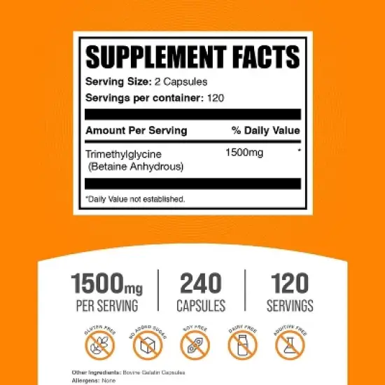 BulkSupplements Betaine Anhydrous (TMG) Capsules image {1}