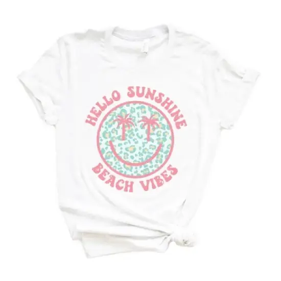 Simply Sage Market Women's Hello Sunshine Leopard Smiley Face Short Sleeve Graphic Tee image {5}