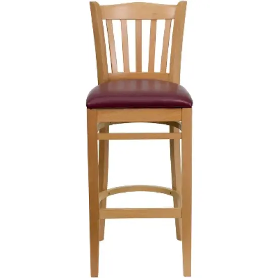 Emma and Oliver Vertical Slat Back Wooden Restaurant Dining Barstool image {4}