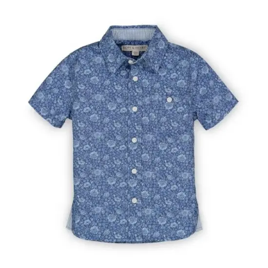 Hope & Henry Boys' Poplin Short Sleeve Button Down Shirt, Kids image {7}
