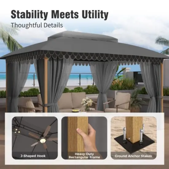 Captiva Designs 10x13 Patio Gazebo with Screened Canopy & Mosquito Netting &ndash; Heavy Duty Outdoor Shelter for Lawn and Garden image {14}