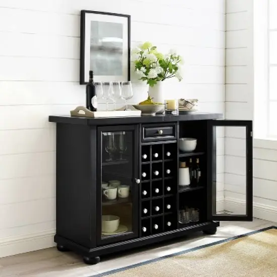 Alexandria Sliding Top Bar Cabinet Black - Crosley image {5}